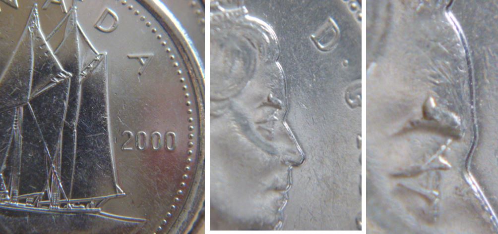 10 Cents 2000-Éclat de coin sur sourcil effigie.JPG
