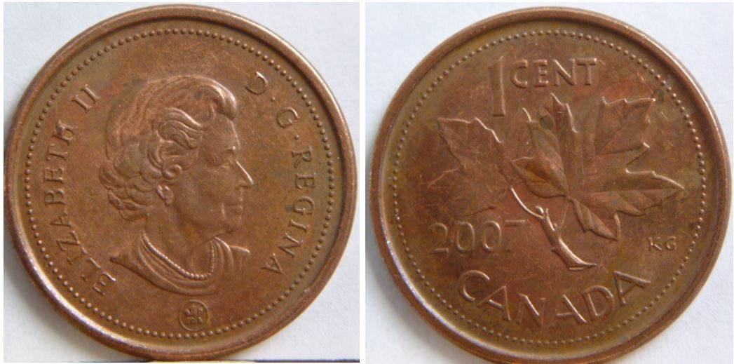 1 cent 2007-Éclat de coin sur H de elizabetH-1.JPG