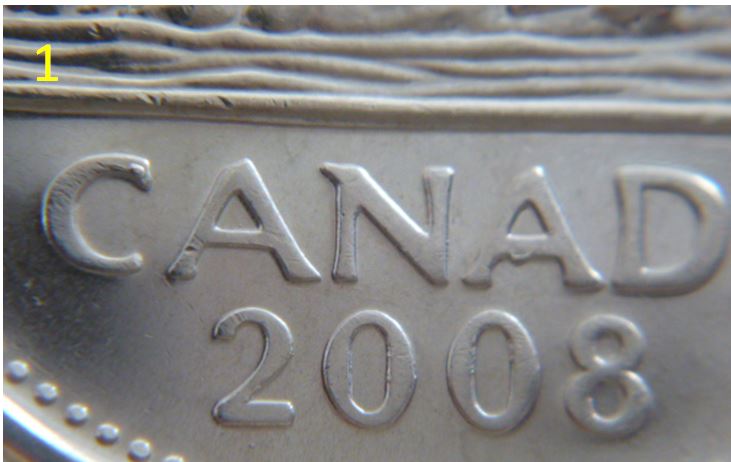 5 Cents 2008-Éclat de coin  C & 2ème A de CanAda-1.JPG