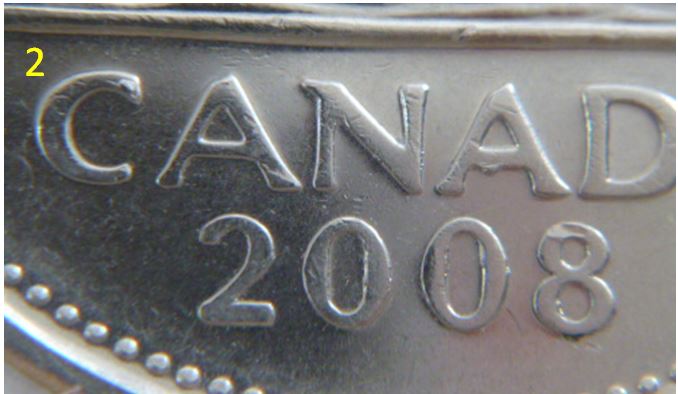 5 Cents 2008-Éclat de coin  C & 2ème A de CanAda-3.JPG