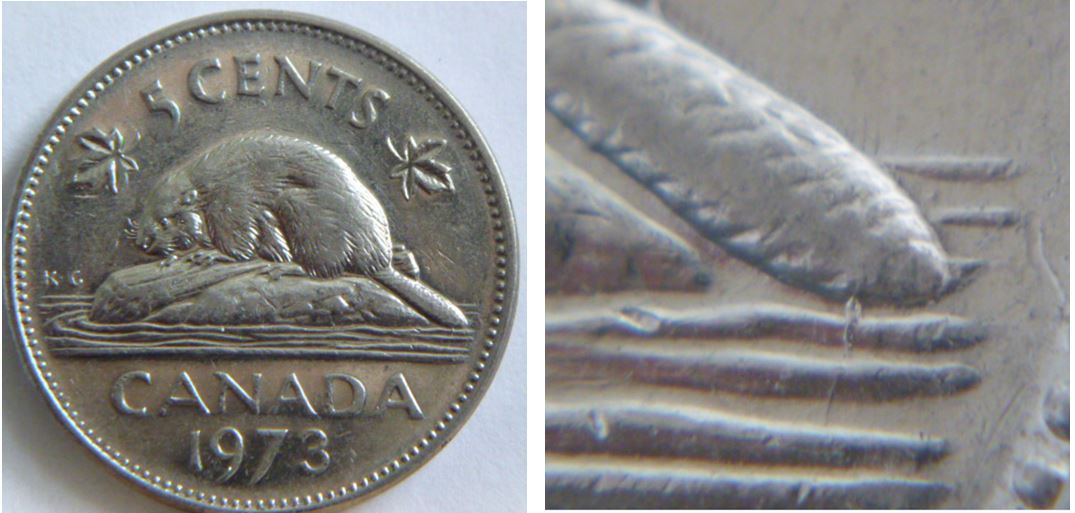 5 Cents 1973-Coin fendillé sous la queu-1.JPG
