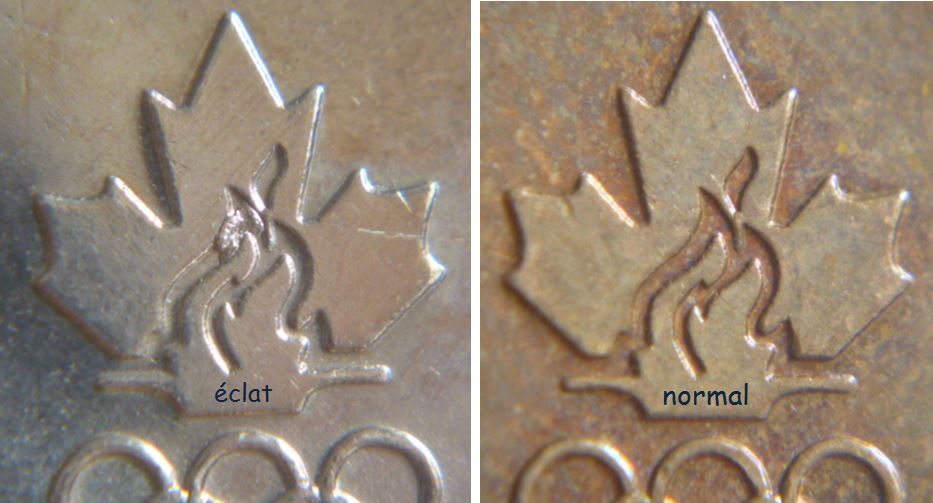 1 Dollar 2008-Éclat de coin-Caché dans la flamme Olympique-2.JPG