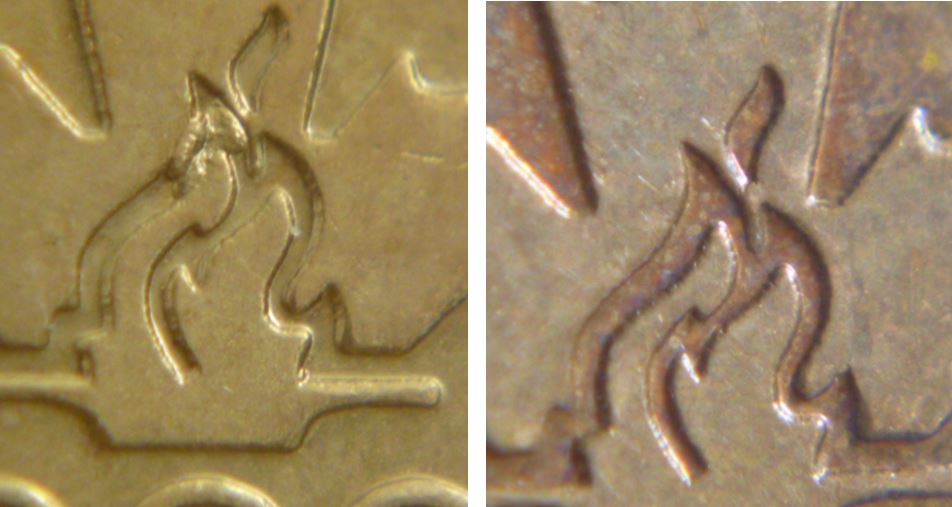 1 Dollar 2008-Éclat de coin-Caché dans la flamme Olympique-3.JPG