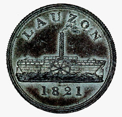 Jeton de passage sur le Lauzon, 1821