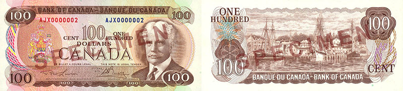 Valeur des billets de banque de 100 dollars de 1969 à 1975