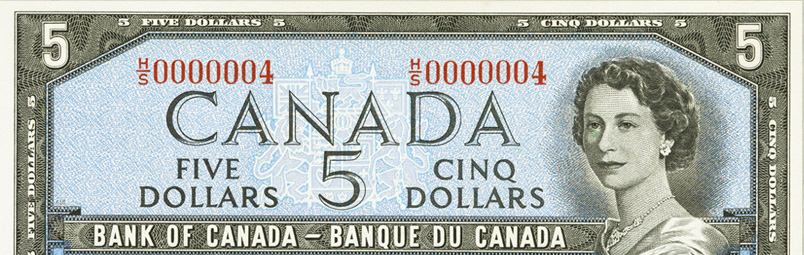 Numéro bas (2 à 9) - Numéro de série spécial - Billet de banque du Canada