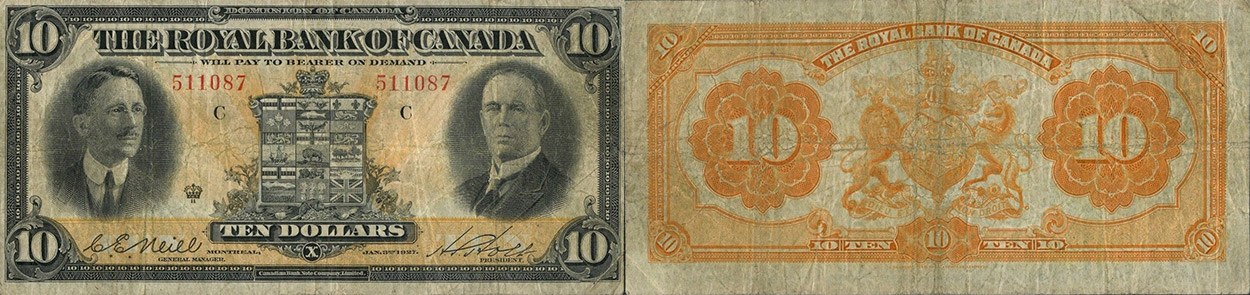 10 dollars 1927 - Royal Bank of Canada banknotes