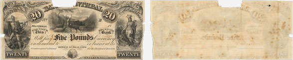 Billet de 20 dollars 1861 de la Banque de Montréal