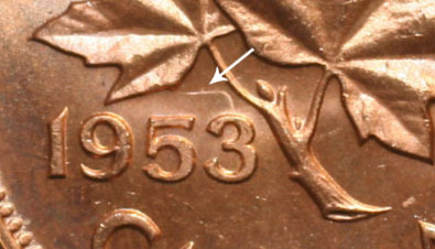 1 cent 1953 - Hanging 3
