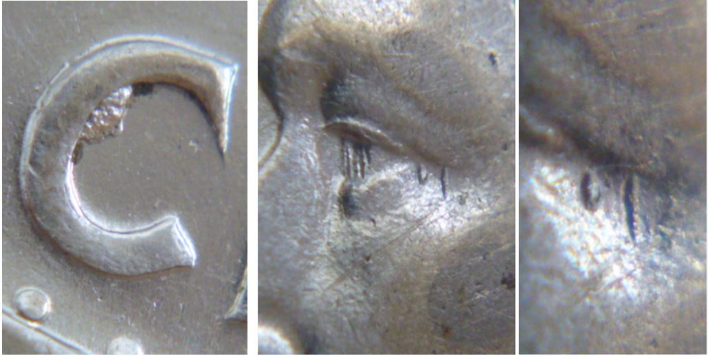5 Cents 1945-Dommage de coin  près de l'oeuil de effigie+Éclatde coin dans C-2.JPG