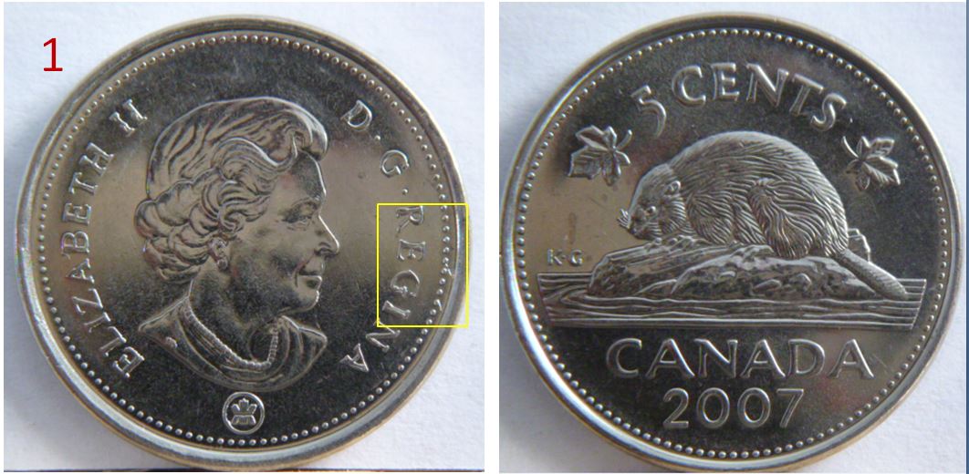 5 Cents 2007-Accumulation lettrage avers+dommage du coin sur les perles.1.JPG