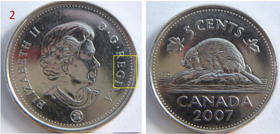 5 Cents 2007-Accumulation lettrage avers+dommage du coin sur les perles.2.JPG