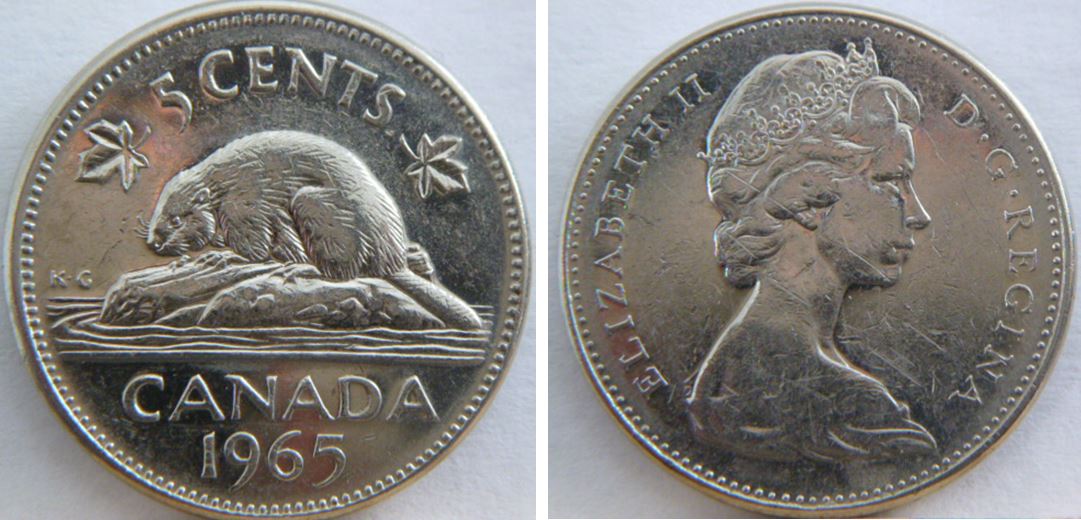 5 Cents 1965-Dépôt au bout de la queue+Éclat coin sous ventre du castor-1.JPG