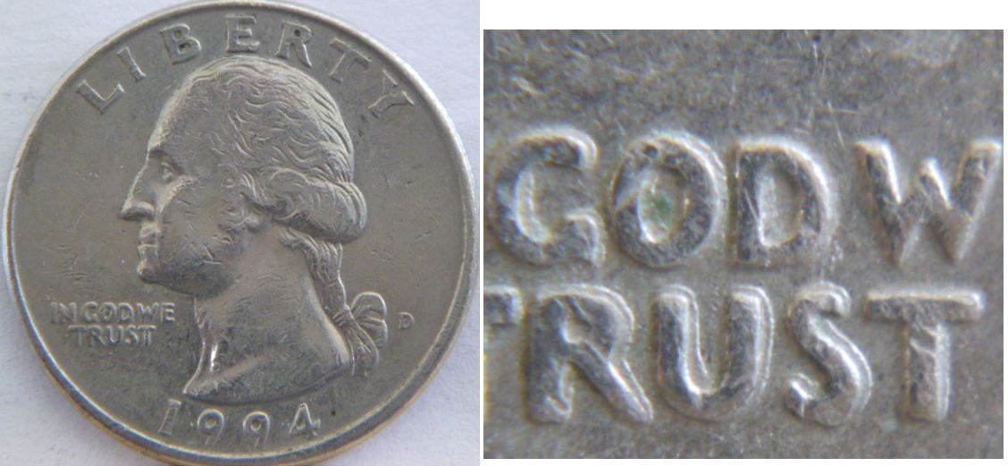 25 Cents 1994D-Double revers-Coin détérioré-1.JPG