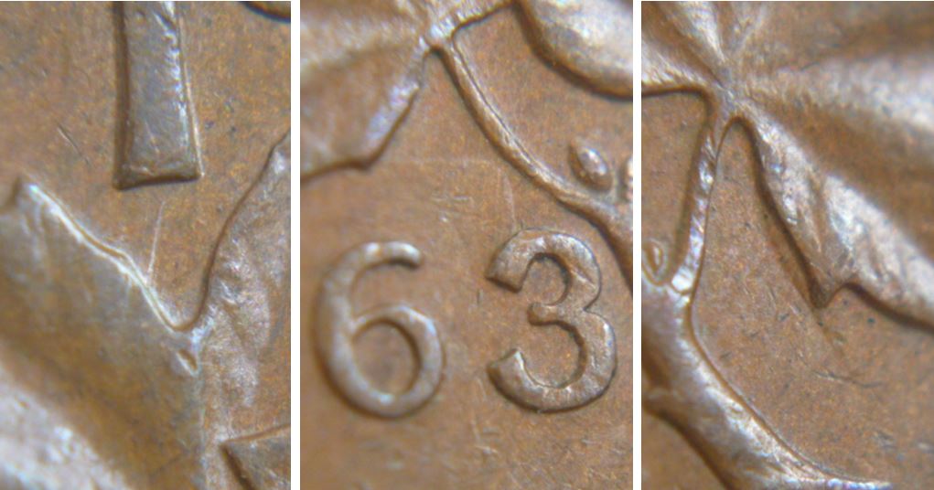 1 Cents 1963- Couper et entrechoqué coté revers-3.JPG
