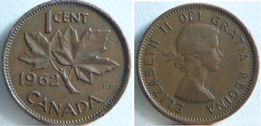 1 Cent 1962- Coin fendillé près II de elizabeth II -1.JPG