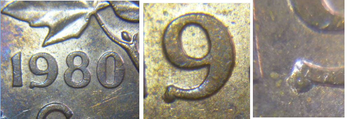 1 Cent 1980-Éclat du coin sous la pette du 9.JPG