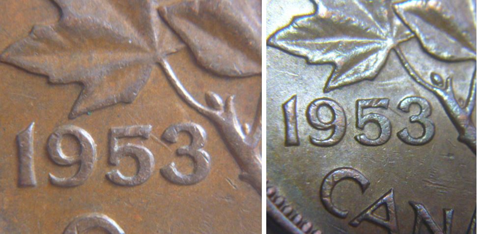 1 Cent 1953.NSF-Double 53-Hanging 3 double et Dommage du coin a travers 5-1.JPG
