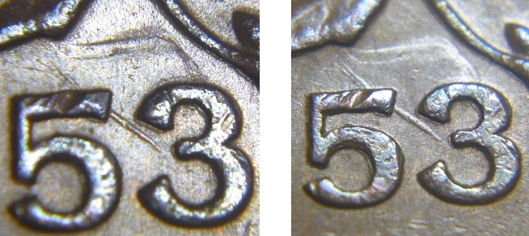 1 Cent 1953.NSF-Double 53-Hanging 3 double et Dommage du coin a travers 5-2.JPG