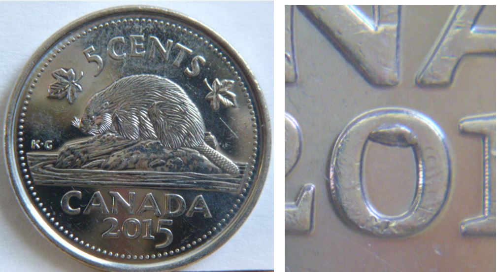 5 Cents 2015-Éclat du coin dans le 0 de la date.JPG