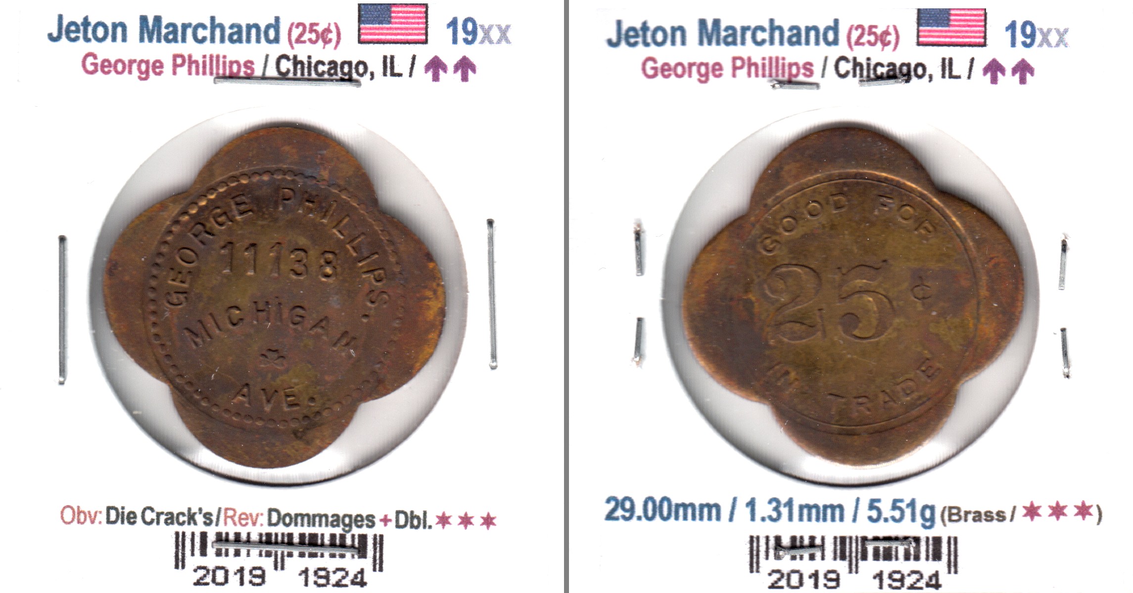 À Vendre - Jeton 25c George Phillips Chicago, IL.jpg