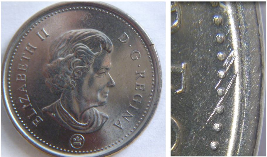 5 Cents 2009-Dommage du coin au dessus Regine-2.JPG