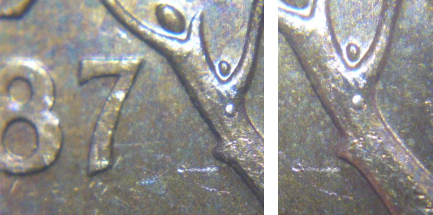 1 Cent 1987-Éclat coin sur la branche.JPG
