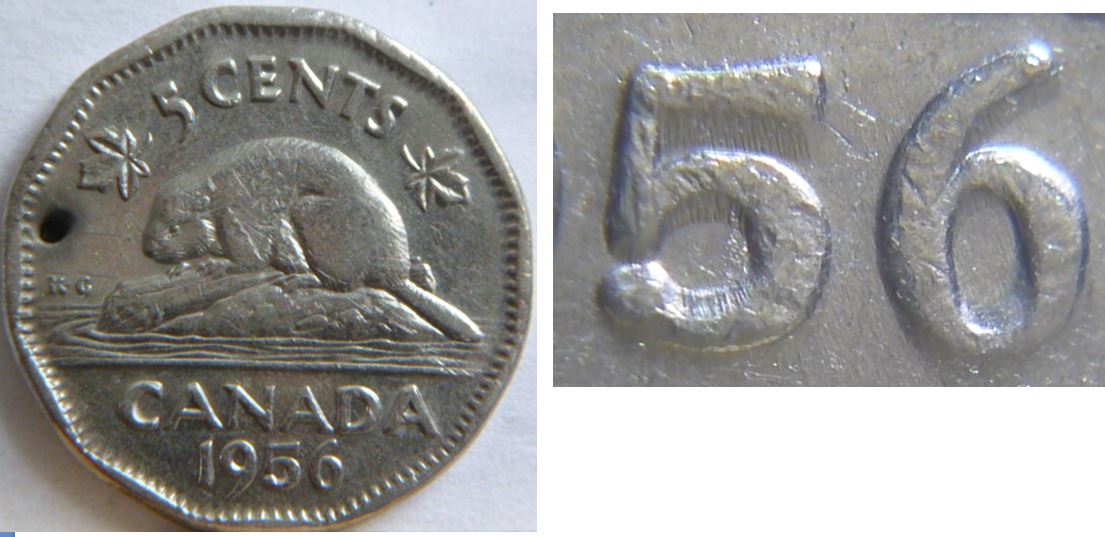 5 Cents 1956- Beau double revers-Coin détérioré-1.JPG