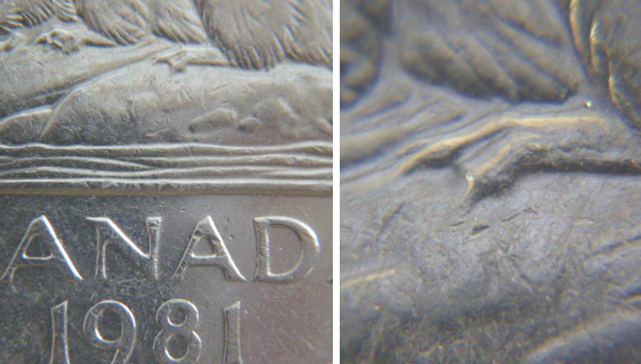 5 Cents  1981-Griffe additionnel-Éclat de coin-2.JPG