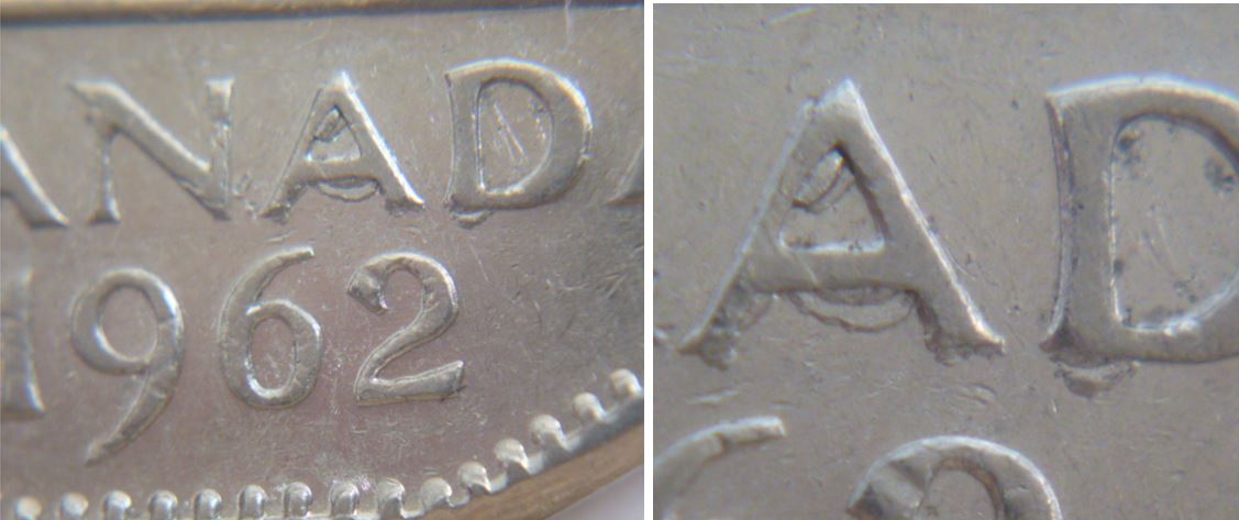 5 Cents 1962-Accumulation dans et sous le 2 ème A et sous D -1.JPG
