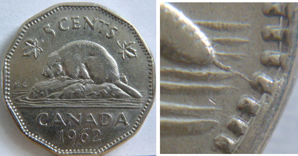 5 Cents 1962-Coin fendillé a la queue du castor.JPG