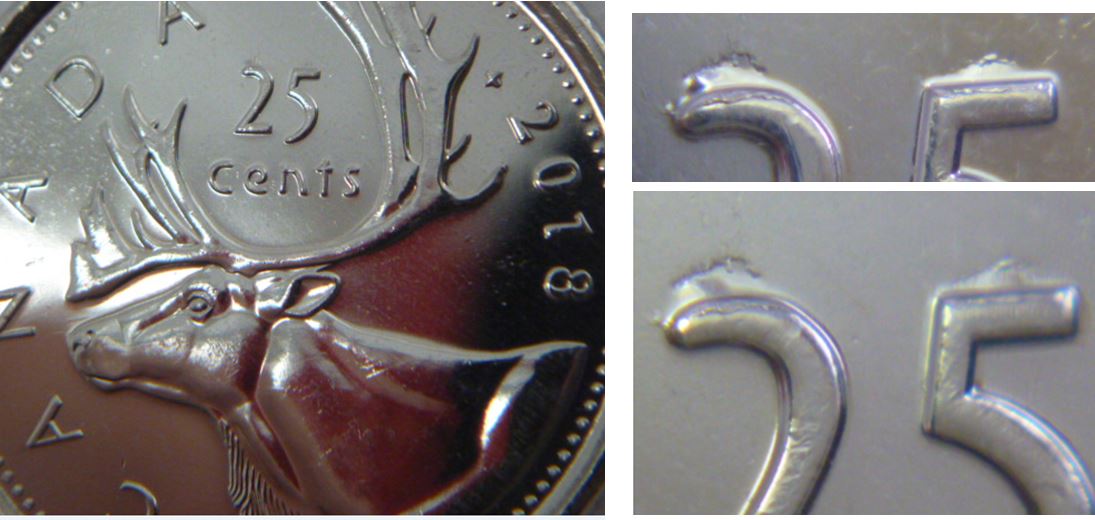25 Cents 2018-Défaut flan au dessus 25+Éclat coin sur le museau-1.JPG