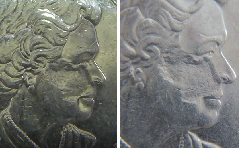 5 Cents 2006-Frappe a travers visage de effigie-2.JPG
