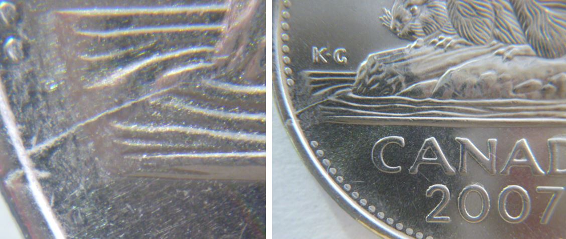 5 Cents 2007-Coin fendillé devant la buche.JPG