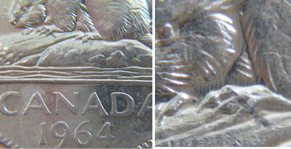5 Cents 1964-Dommage du coin+Double patte arrière-1.JPG