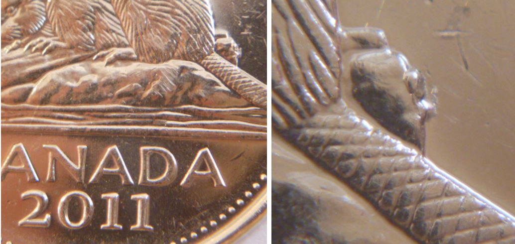 5 Cents 2011-Éclat coin derrière la buche.JPG
