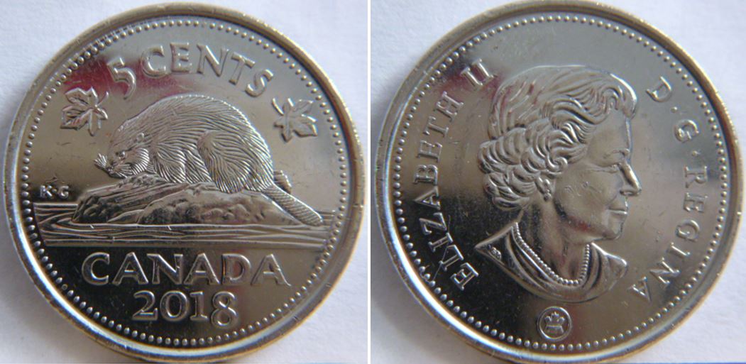 5 Cents 2018-Éclat coin dans le D et dans le G de D.G regina-1.JPG