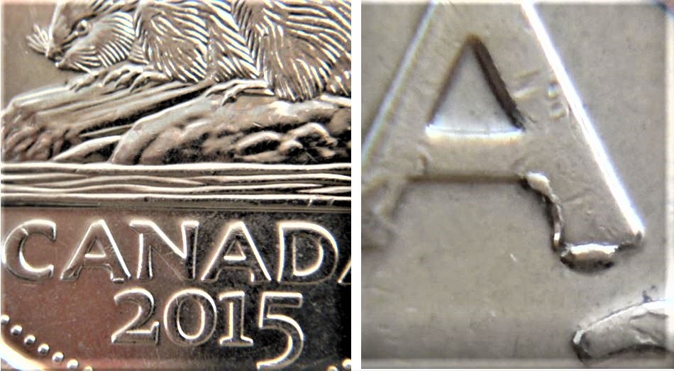 5 Cents 2015-Éclat du coin sous le premier A de cAnada.JPG