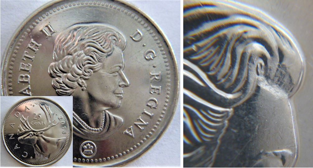 25 Cents 2018-Frappe a travers du coté avers-1.JPG