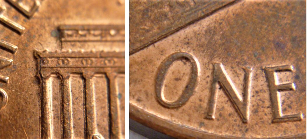 1 Cent 1987-USA-Coin désaligné Avers et double revers-2.JPG