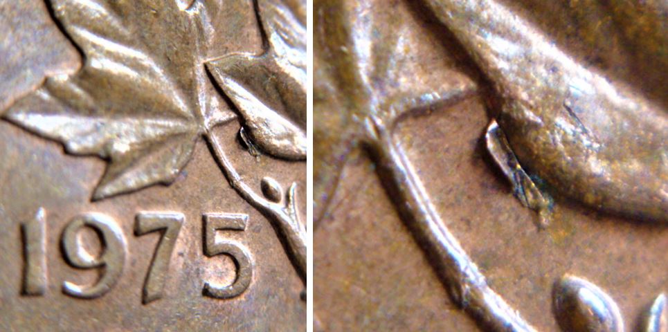 1 Cent 1975-Défaut de flan sous feuille droite Fragile-1.JPG