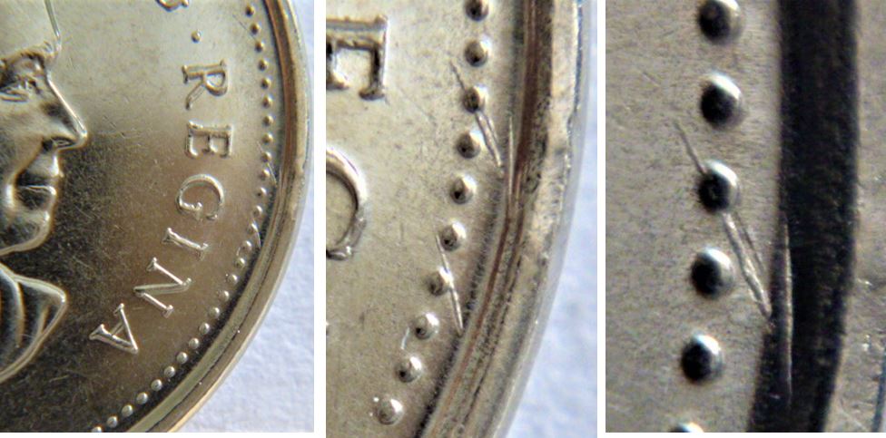 5 Cents 2007- Coin entrechoqué sous nez castor+dommage du coin avers.3.JPG
