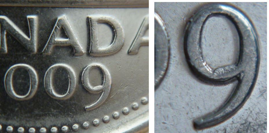 5 Cents 2009-Éclat coin  dans  le 9 de la date-2.JPG