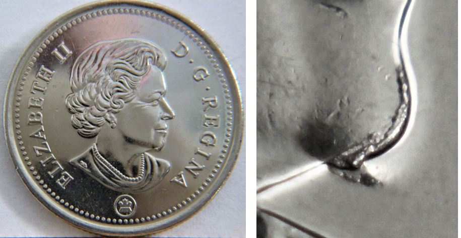 25 Cents 2018-Coin fendillé sur le 2-Éclat du coin au menton effigie-2.JPG