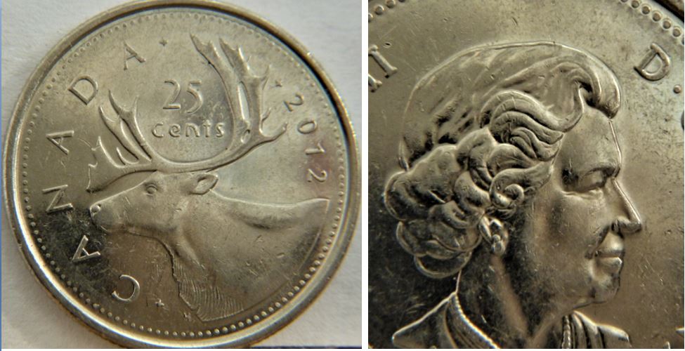 25 Cents 2012-Éclat du coin sur le front de l'effigie-1.JPG