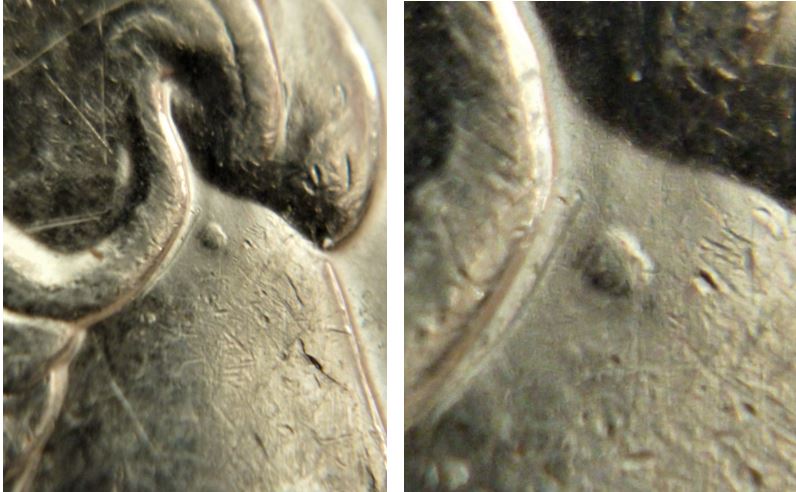25 Cents 2012-Éclat du coin sur le front de l'effigie-2.JPG