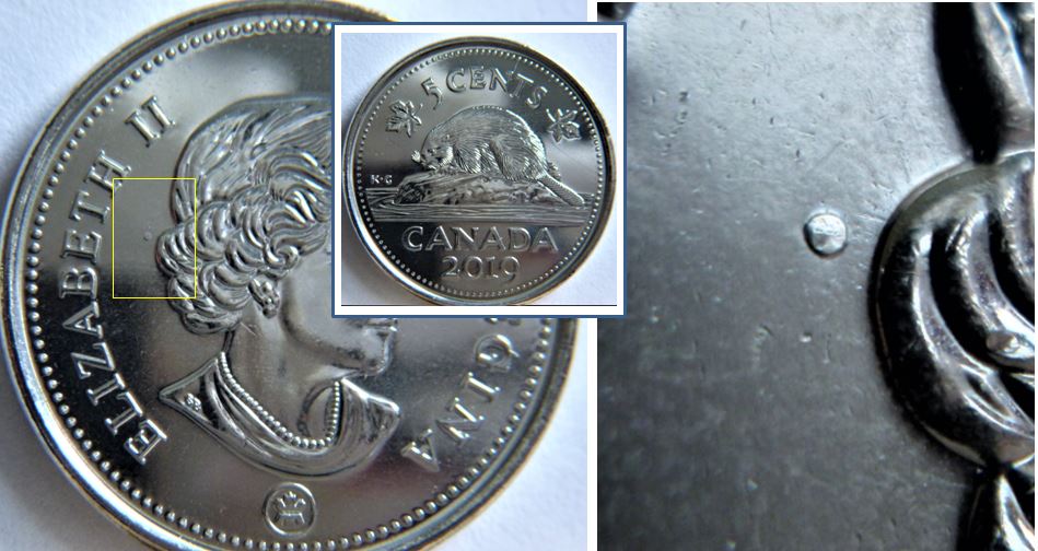 5 Cents 2019-Point derrière cheveux de effigie.JPG