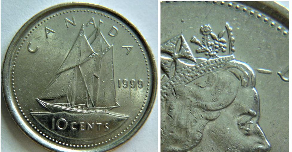 10 Cents 1999-Un point et un écalt du coin coté revers.1.JPG
