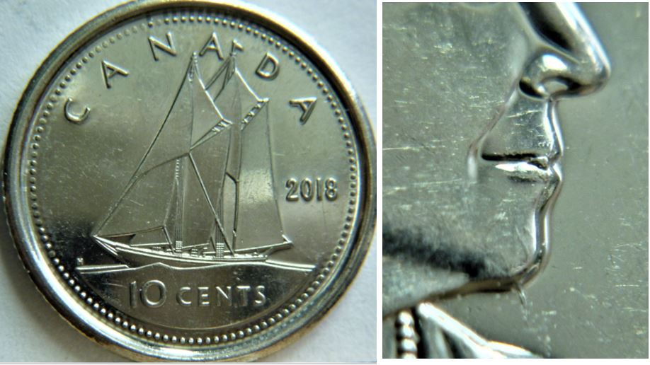 10 Cents 2018-Coin fendillé au menton+Éclat du coin sur les lèvres-1.JPG