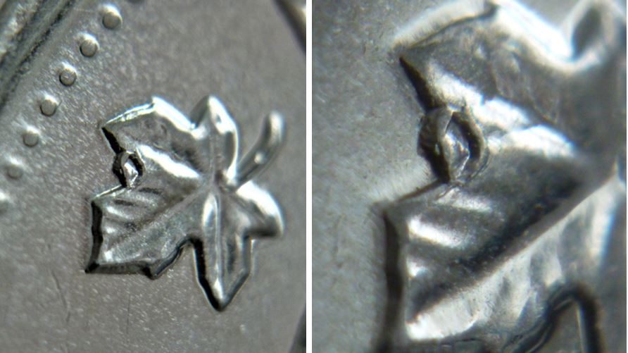 5 Cents 2009-Éclat du coin dans le lobes de la feuille-2.JPG